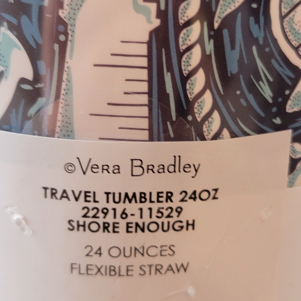 Vera Bradley Tumbler 24oz Shore Enough Flexible Straw NWT - Picture 3 of 4